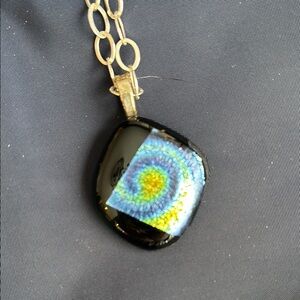 Conway Glass hand blown glass navy one of a kind blue Swirl Pendant